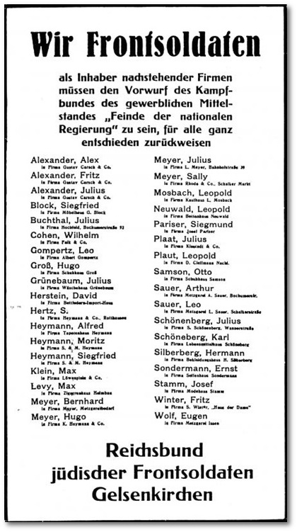 Pelzwaren Albert Gompertz Gelsenkirchen, Werbeschrift um 1922.